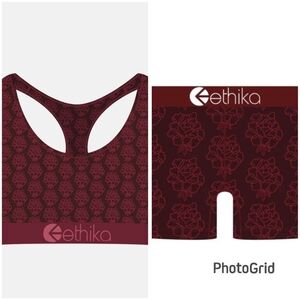 Ethika Girls Burgundy Sports Bra and Shorts YS(6-8)